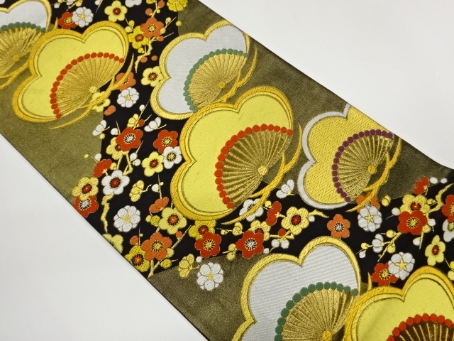 JAPANESE FUKURO OBI / WOVEN PINE & UME